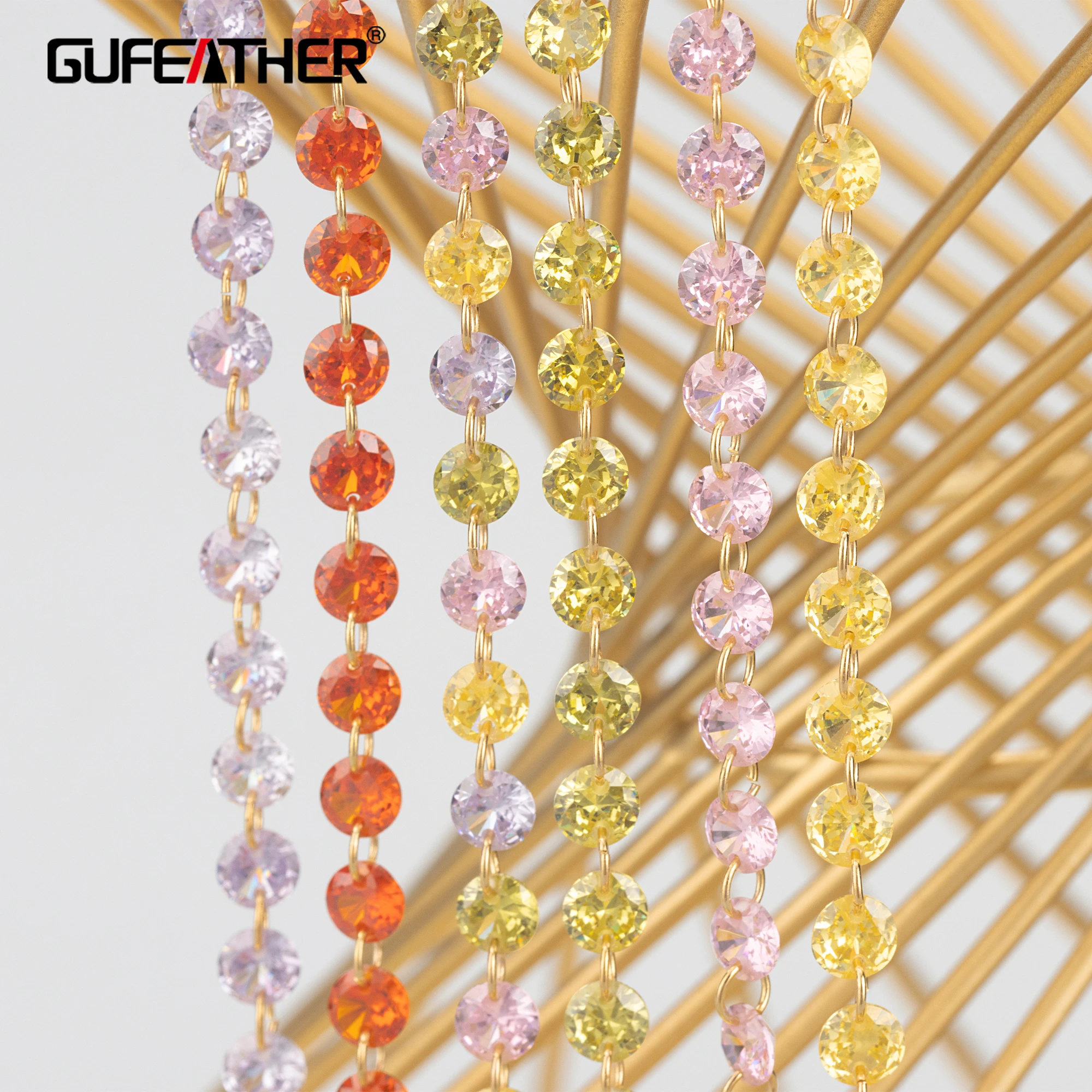 

GUFEATHER C337,chain,zircons,18k gold plated,copper,nickel free,jewelry making,charms,hand made,diy bracelet necklace,20cm/lot