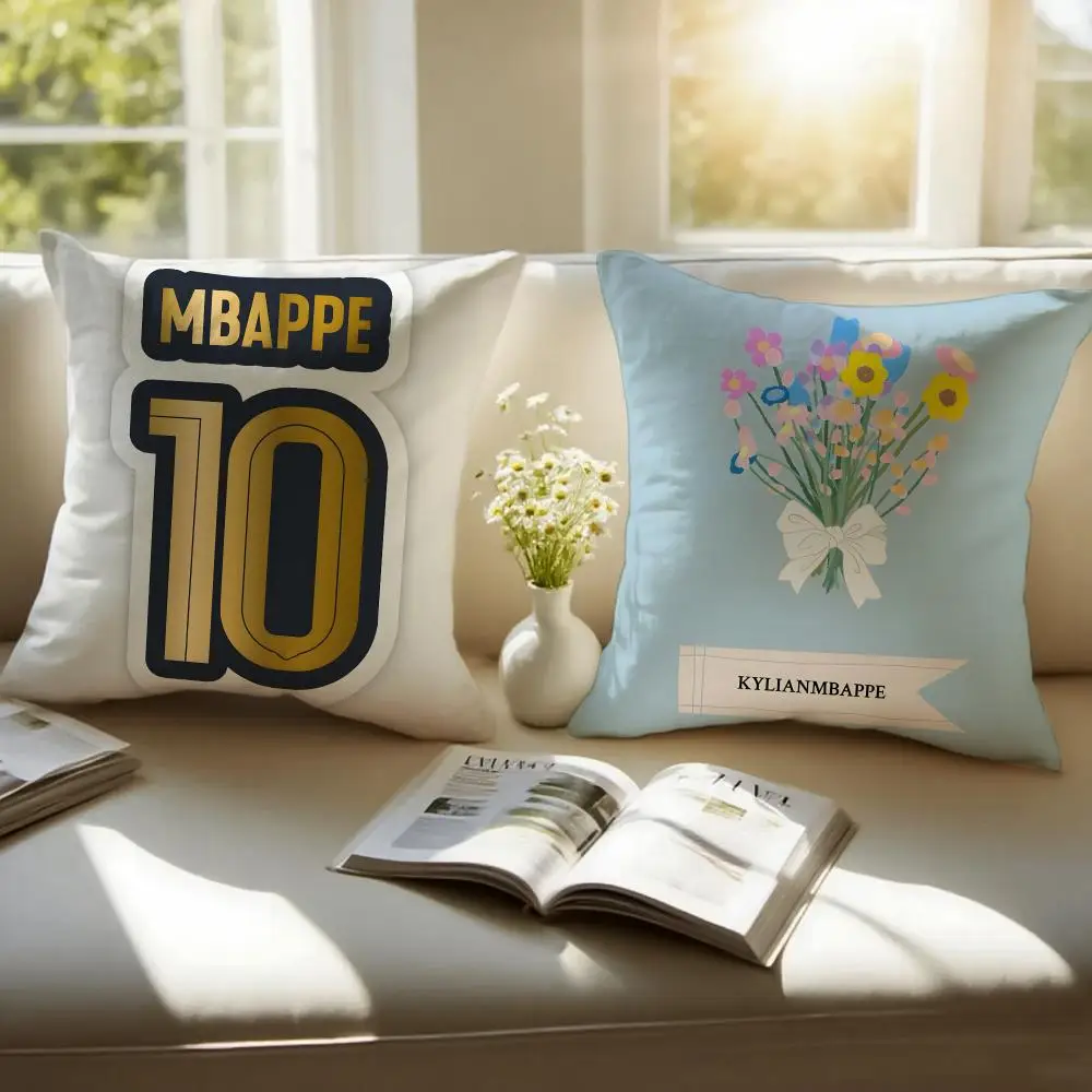 Famous Athlete K-Kylian Mbappe Cushion Cover Pillowcase Anti-dustmite Invisible Zipper Short Plush Sofa Cushion