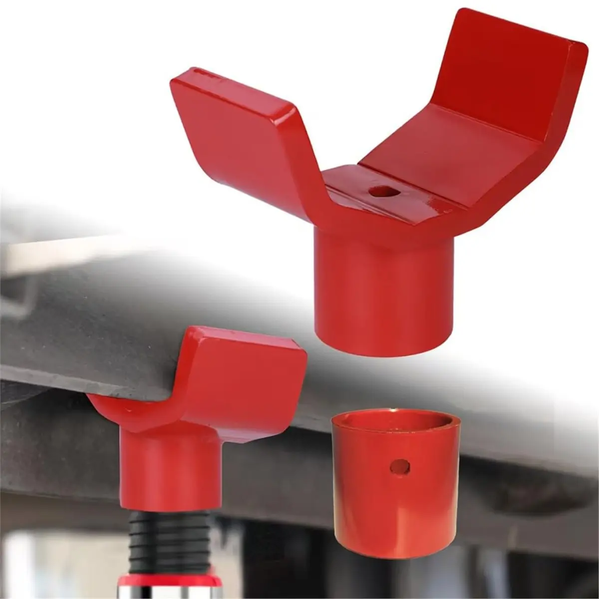 

Адаптер двойного назначения для бутылочного домкрата, подъемный вал 52 мм, адаптер для седлового домкрата, стальной, подходит для разъемов для бутылок диаметром 52 мм или меньше