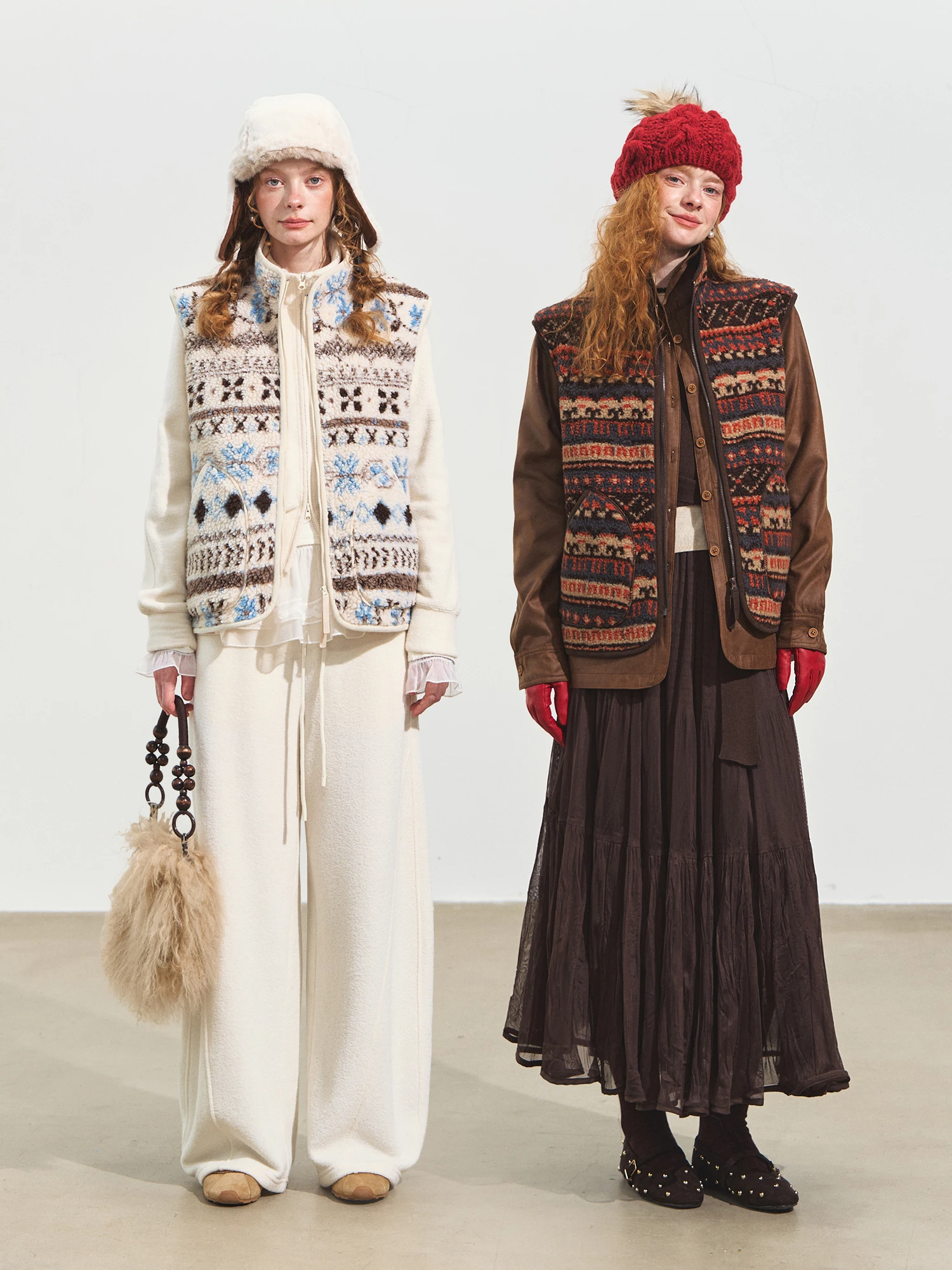 

SOMESOWE Fair Isle Textured Fce Vest Women's Regular Length Polyester Fiber 00% Autumn Season Premium Quali Vest