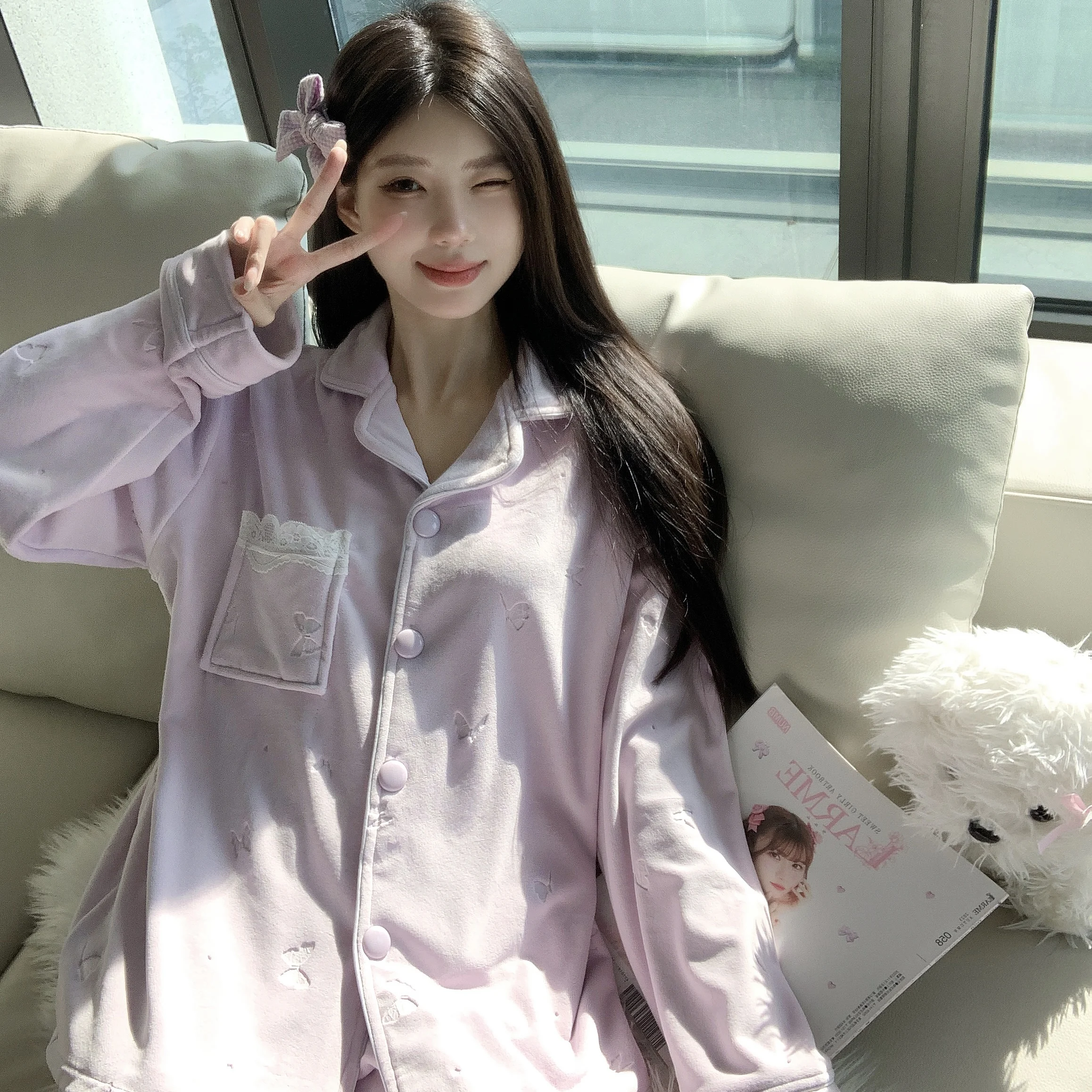 

Pajama Sets Woman Plus Size Women Cloud Patterned Polyester Blend Three Quarter Sleeve Sleepwear Capris Dreamy Aesthetic Light