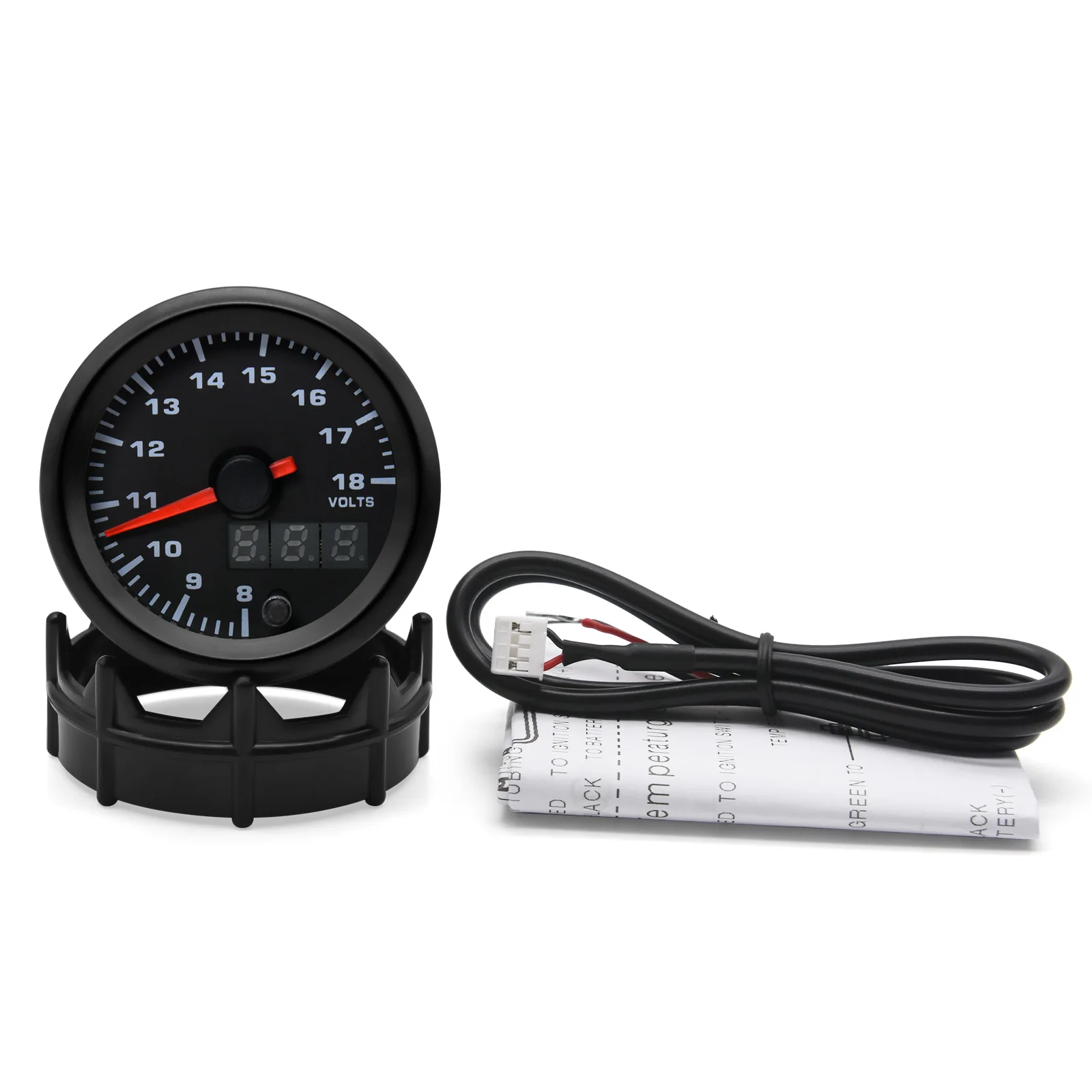 AD 7 Colors Backlight Voltmeter 52mm Voltage Gauge Waterproof Car Gauge Volt  Indicator 8~18V Battery Tester Accessories view 5