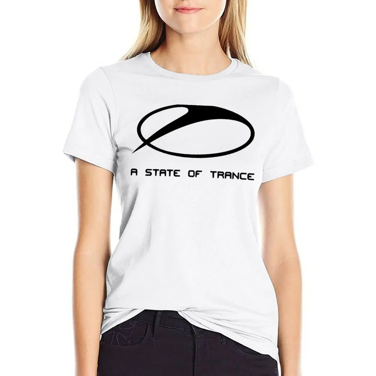 

A State of Trance Logo black T-shirt animal print shirt for girls summer clothes vintage clothes Women t-shirts