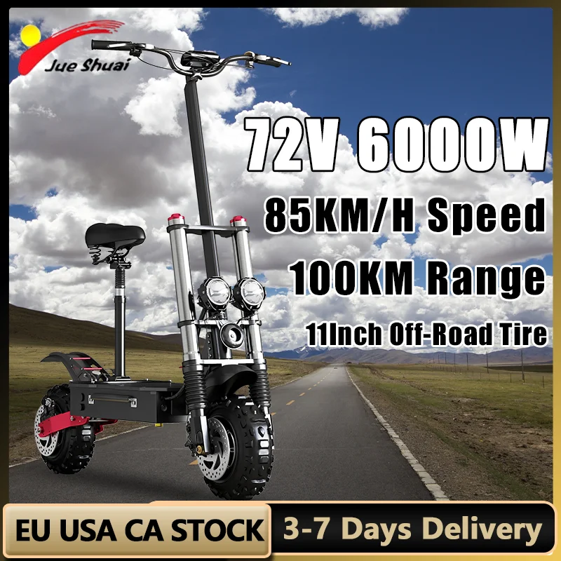 100KM Long Range Folding Electric Scooter with Movable Seat 85KM/H Max Speed Waterproof Trottinettes électriques 200KG Max Load