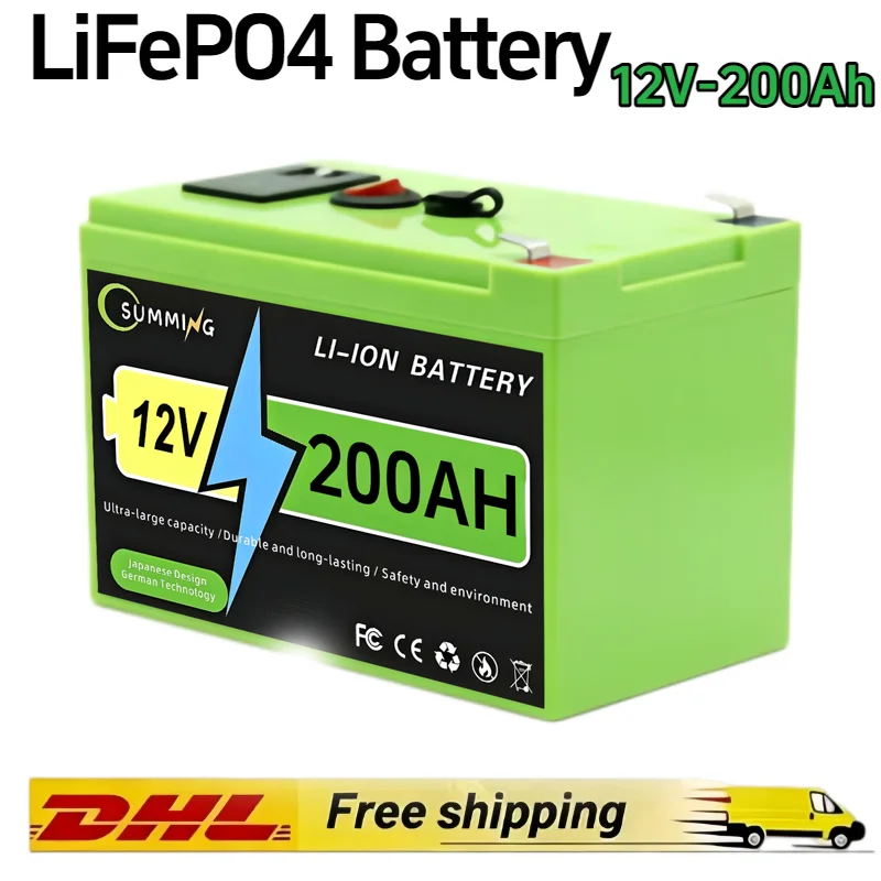 

High-Capacity 12V 200000mAH LiFePO4 Battery with Built-in BMS - Solution for Solar Panels, Motorhomes, Yachts & Backup Power