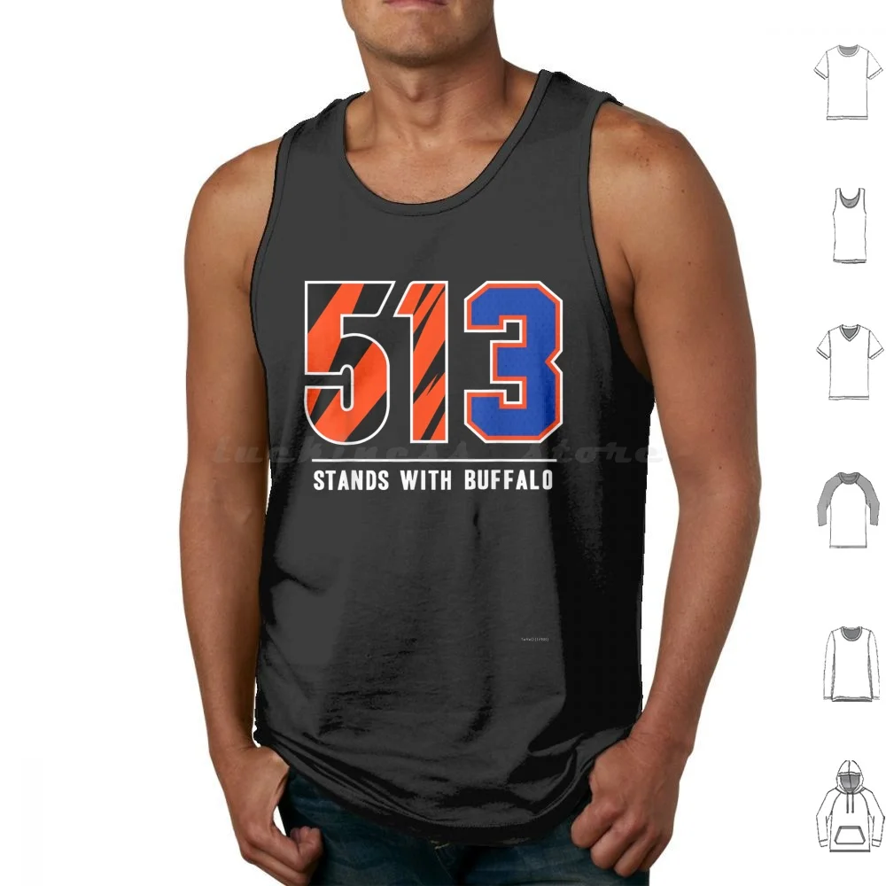 513 Stands With Buffalo Tank Tops Print Cotton Damar Hamlin Damar Hamlin Fanatics Stands With Buffalo 513