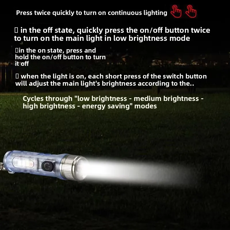 Clip-on Flashlight: High-Power, Rechargeable, with White/Red/Blue/Purple Light, UV Money Detector, Outdoor Keychain LED Light