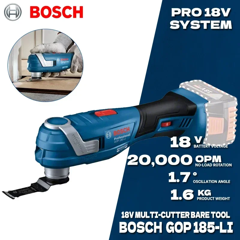 BOSCH Аккумуляторные осциллирующие многофункциональные инструменты Голый инструмент Бесщеточный универсальный Treasure 18 В Перезаряжаемый режущий станок GOP 185-LI