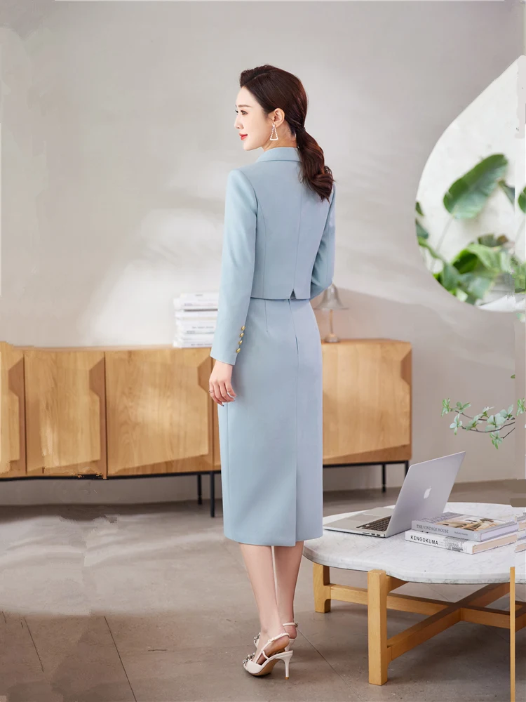 New 2024 Spring Profession Set Women Crop Top And High Waist Pencil Skirts Korean Slim Chic Office Lady 2 Pieces Set Skirt Suits