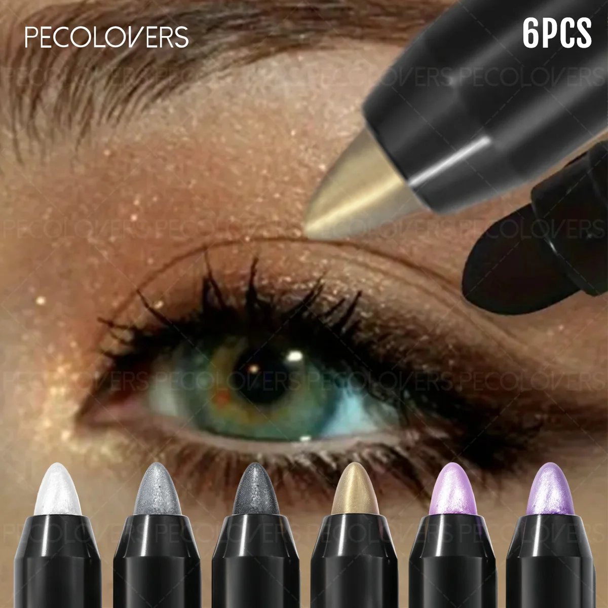 6PCS/SET Glitter Eyeshadow Pencil,Soft Even Coating,Fade Resistant,Shimmer Color Selection,Light Skin Friendly Formula,No Fall Out Cream Shadow Stick,Compact Travel Cosmetic Set For Daily Party Eye Looks