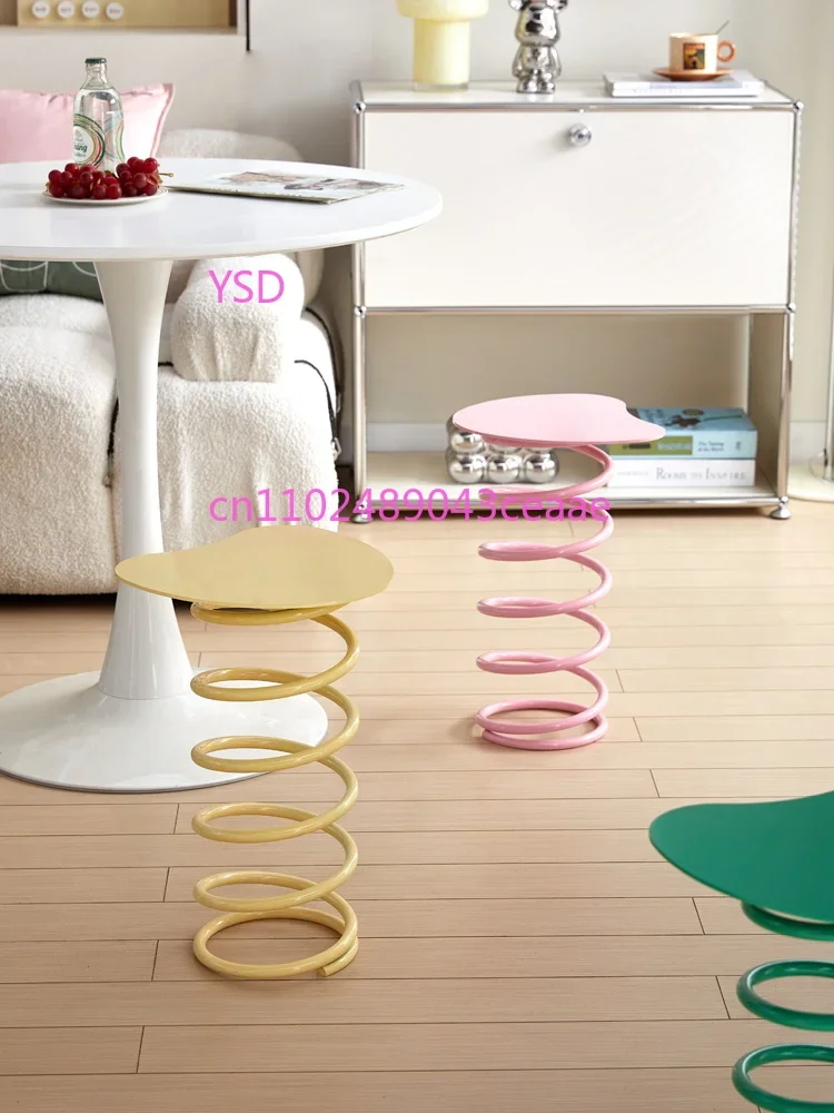 Creative Spring Stool (Macaron Colors, Spring-Edged Design, Multi-Purpose Small Stool – Ideal for Vanity/ Shoe-Changing)