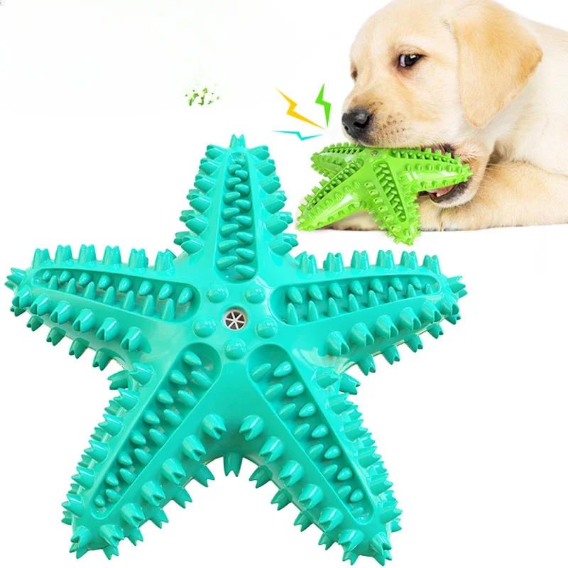 Large golden retriever Labrador Retriever in dog toys for relieving boredom, bite resistance, grinding teeth, and making noise