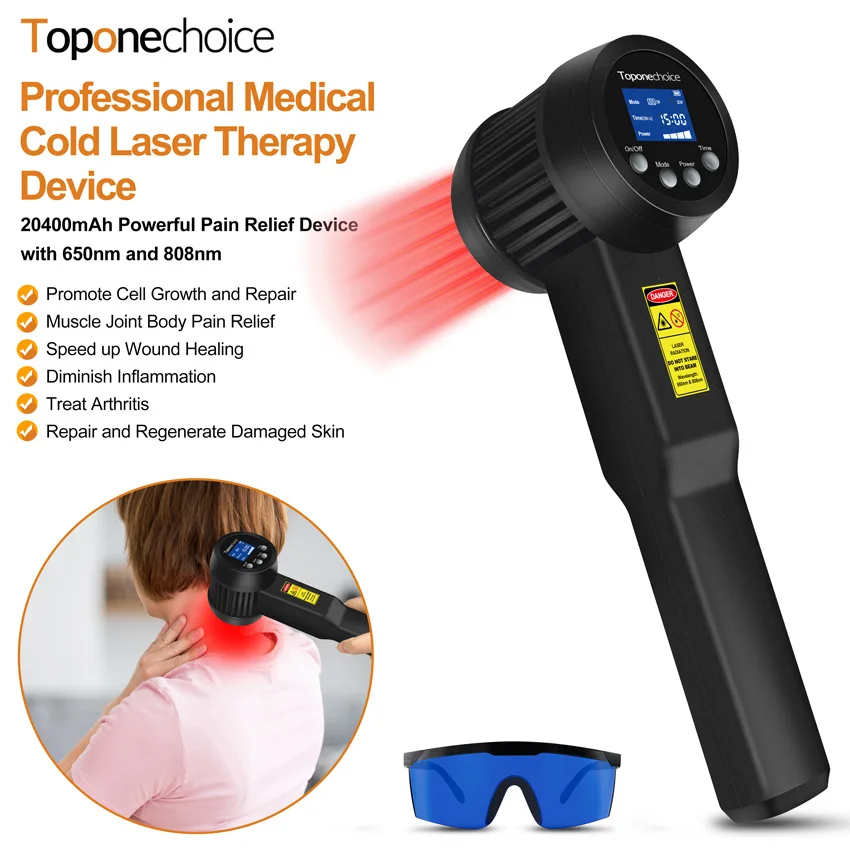 

5W 650nm 808nm 25 Diodes Cold Laser Therapy Red & Near Infrared Light Treatment LLLT Device for Arthritis Pain Wound Healiing