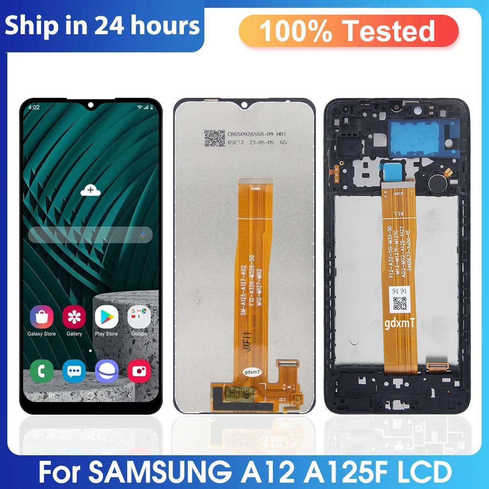 شاشة 6.5 بوصة 100% تم اختبارها لهاتف سامسونج جالاكسي A12 شاشة LCD لهاتف سامسونج A12 A125F مع قطع غيار محول الأرقام بشاشة تعمل بلمس