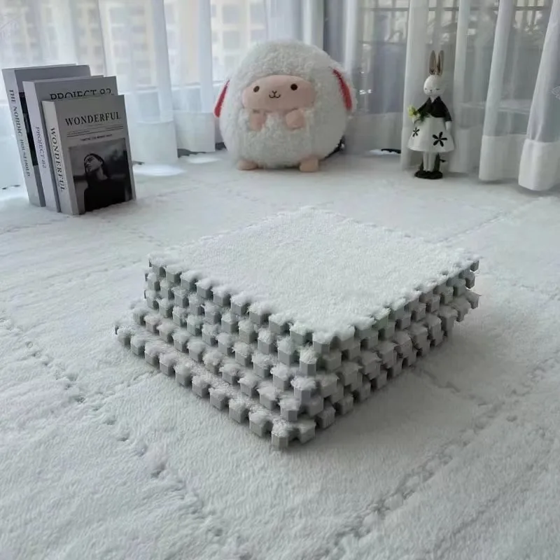 60*60 Plush Foam Floor Mat Square Interlocking Carpet Tiles with Border Fluffy Play Mat Floor Tiles Soft Climbing Area Rugs
