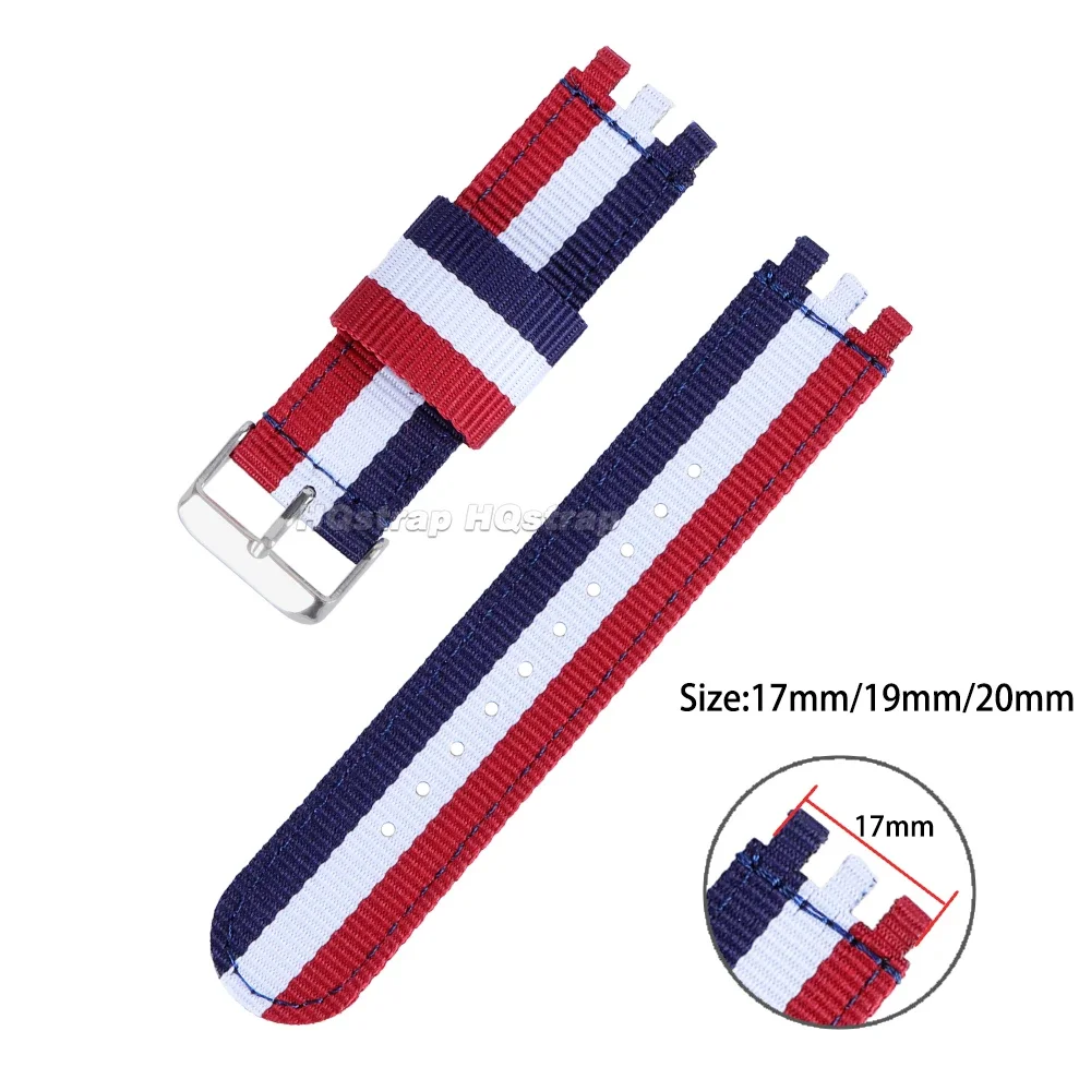 Nylon Strap for SWATCH Replacement Watch Band 17mm 19mm 20mm Canvas Universal Wristband for Men Women Sport Fabric Bracelet image 6