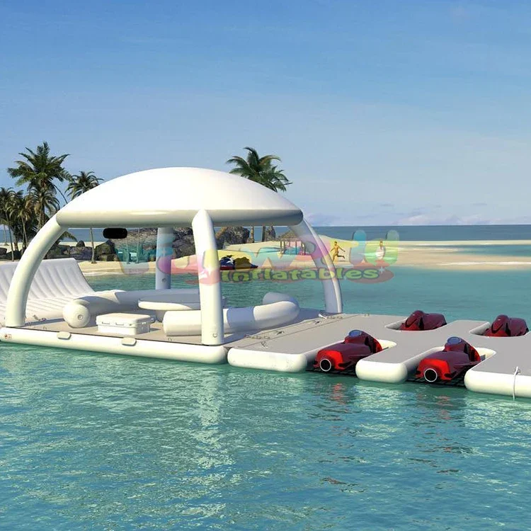 Inflatable water dock floating platform fishing pontoon inflatable yacht island floating inflatable dock