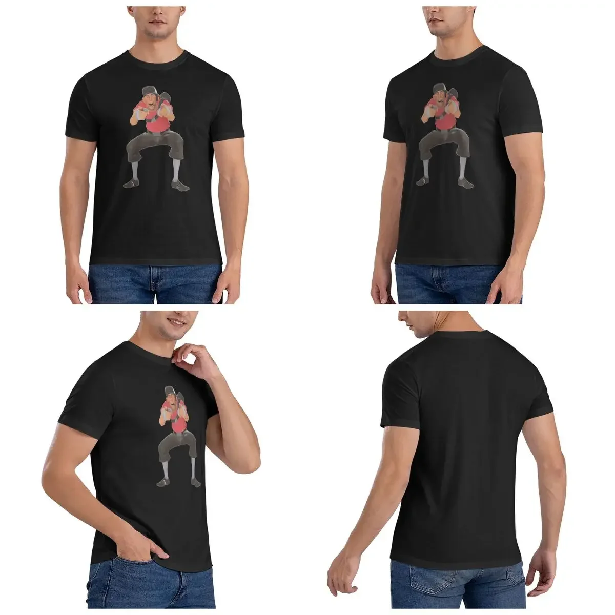 100% Cotton Tf2 Scout Laugh Team Fortress 2 T-Shirt Men's Funny Oversized T Shirt Men Round Neck Summer Shirts Tops S-6XL