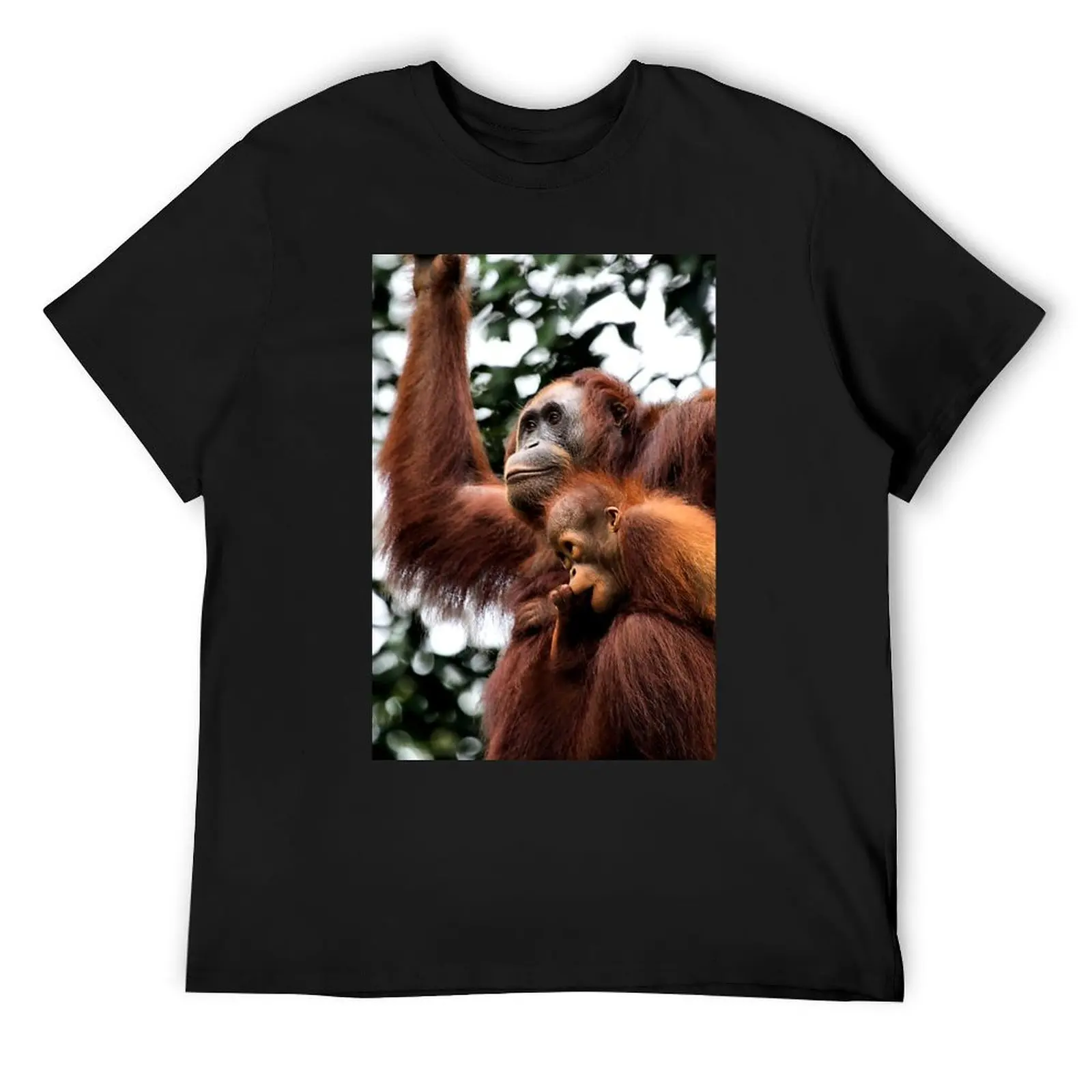 

Mother & baby Orangutan, Borneo T-Shirt hippie clothes croswit shirt man summer clothes men tshirt