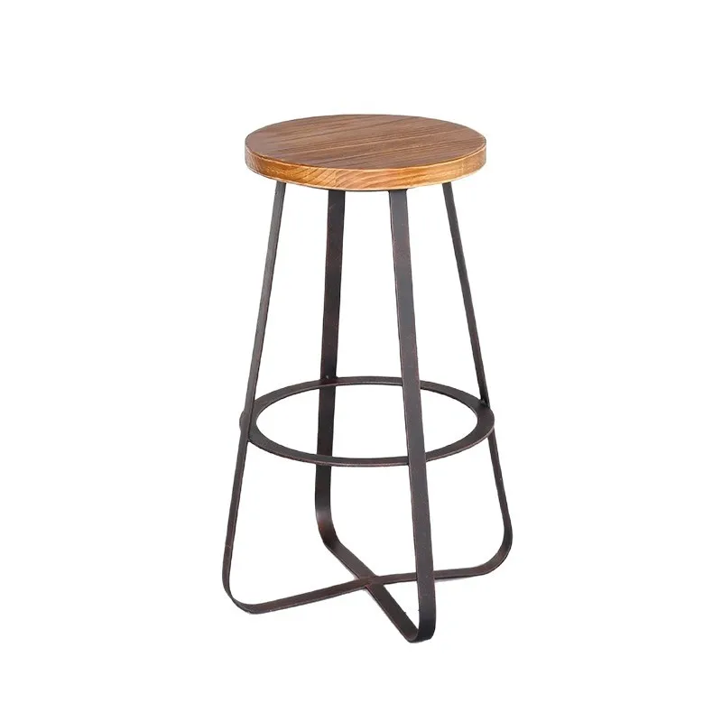 

wrought iron bar chair Solid wood bar table and chair combination Household front desk
