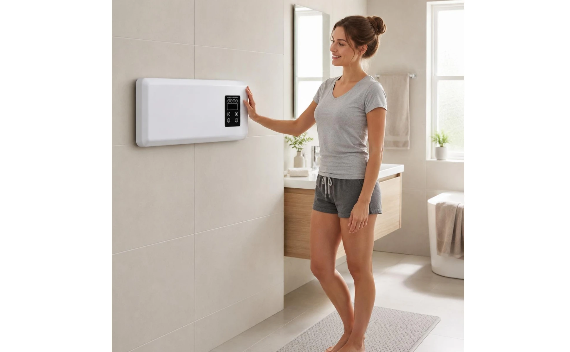 Electric Wall Heater Black Control Panel Wall-Mounted Heater Home Heating Slim Modern Electric Wall Heater Black Control Panel Wall-Mounted Heater Home Heating Slim Modern