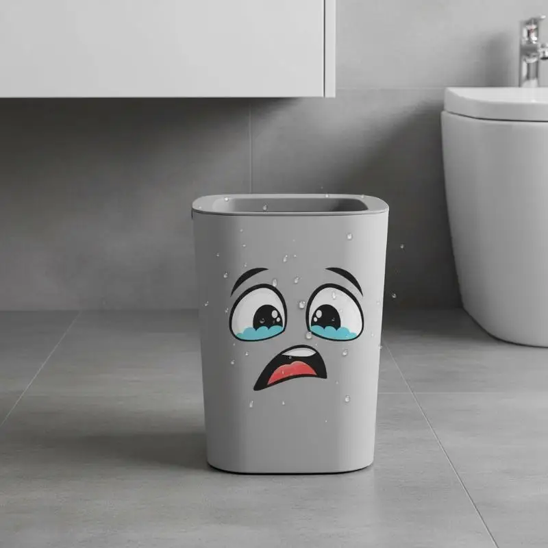 Funny Face Garbage Bin Stickers 4Pcs Self-adhesive Cartoon Decals Waterproof for Home Office Waste Bin Decor
