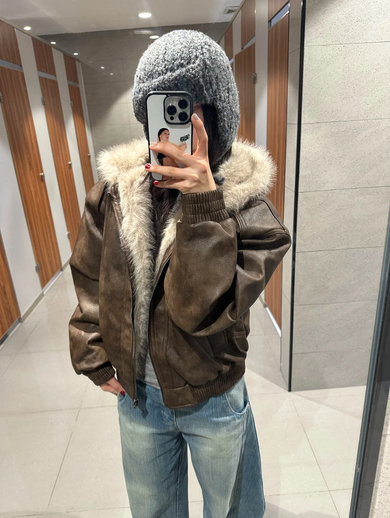 

Thiened Cotton Jaet American Cleanfit Suede Interlined Cotton Men's Heavyweight PU Leather Hooded Coat Fur Collar Couples