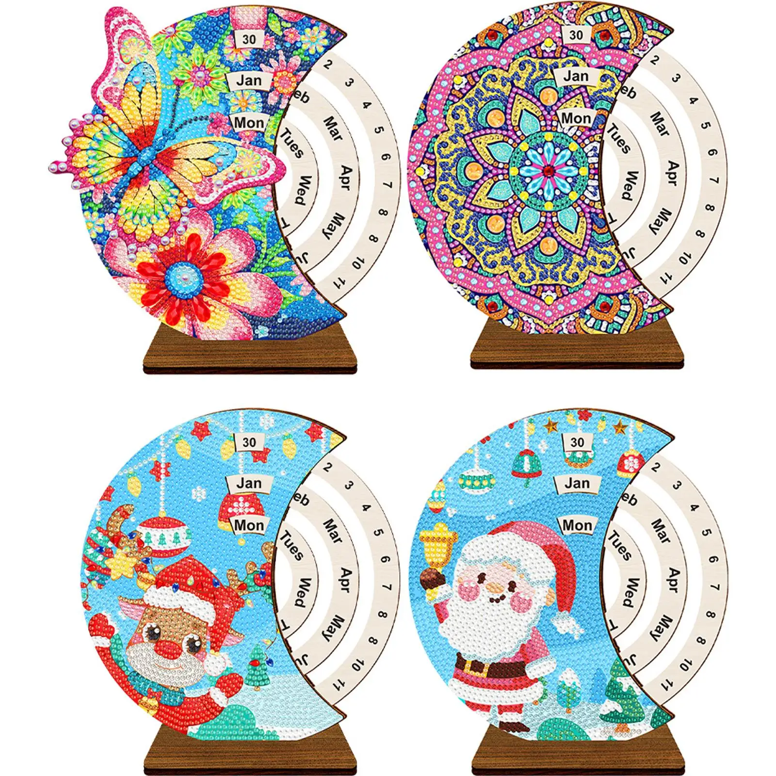 Diamond Painting Perpetual Calendar with Rotating Month Day Week Manually Changing Date Calendar Wooden Perpetual Calendar Kits view 4
