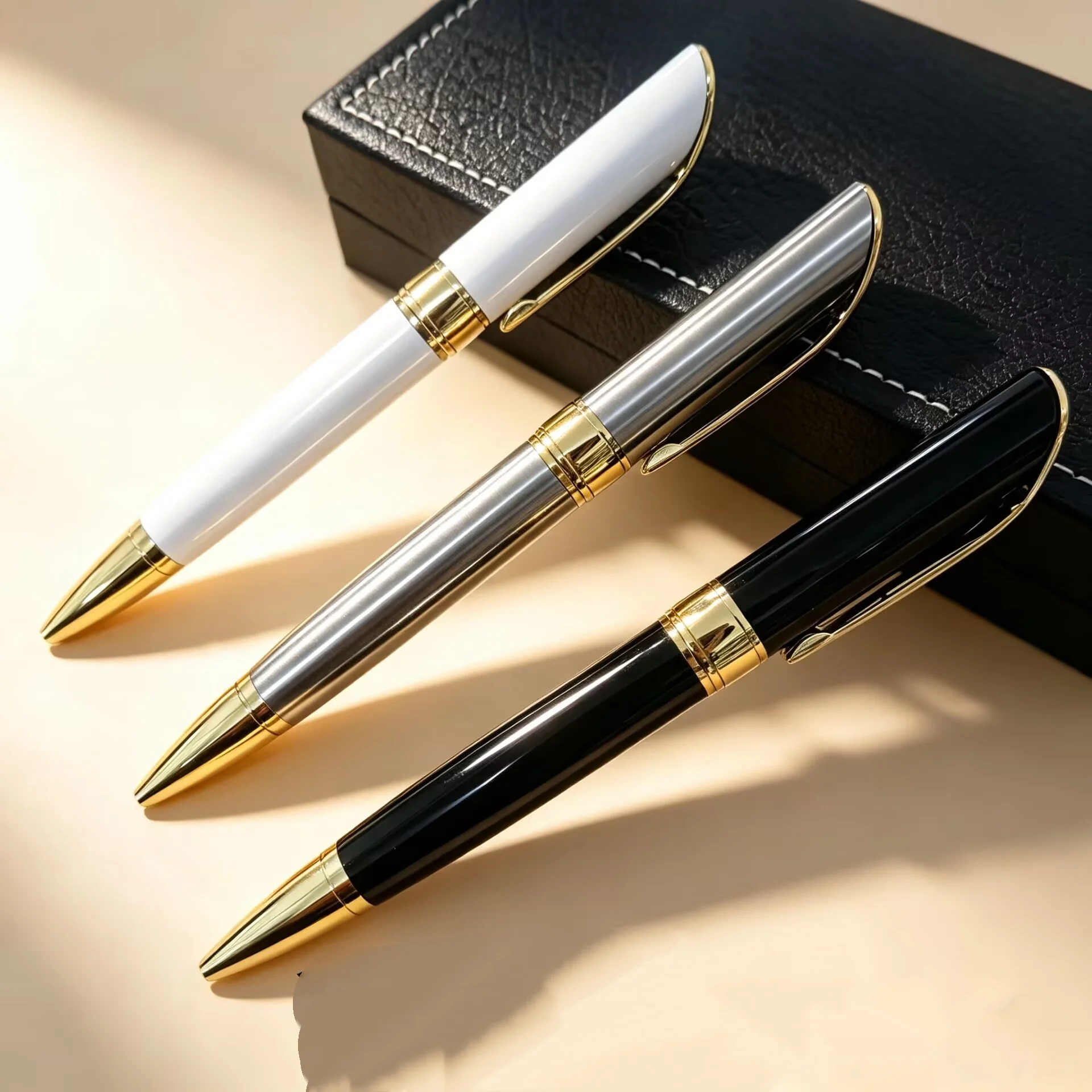 Metal ballpoint pen with rotating core for business use, learning, office, teacher, hotel advertising, gift pen