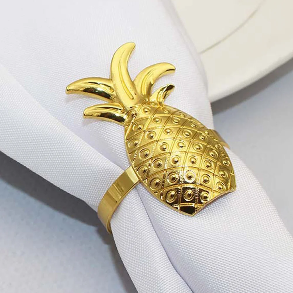 

6Pcs Whimsical Pineapple Napkin Holders Metal Summer Party Table Decoration Unique Hawaiian Inspired Design Wedding Napkin Rings