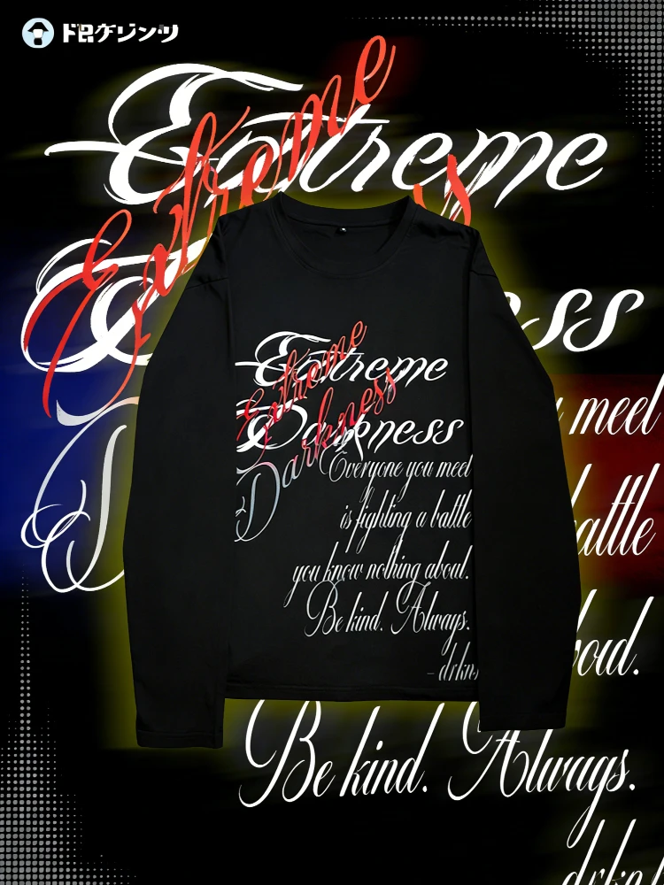 Ins dark print hoodie long sleeved pullover hoodie retro jacket round neck long sleeved street trend y2k