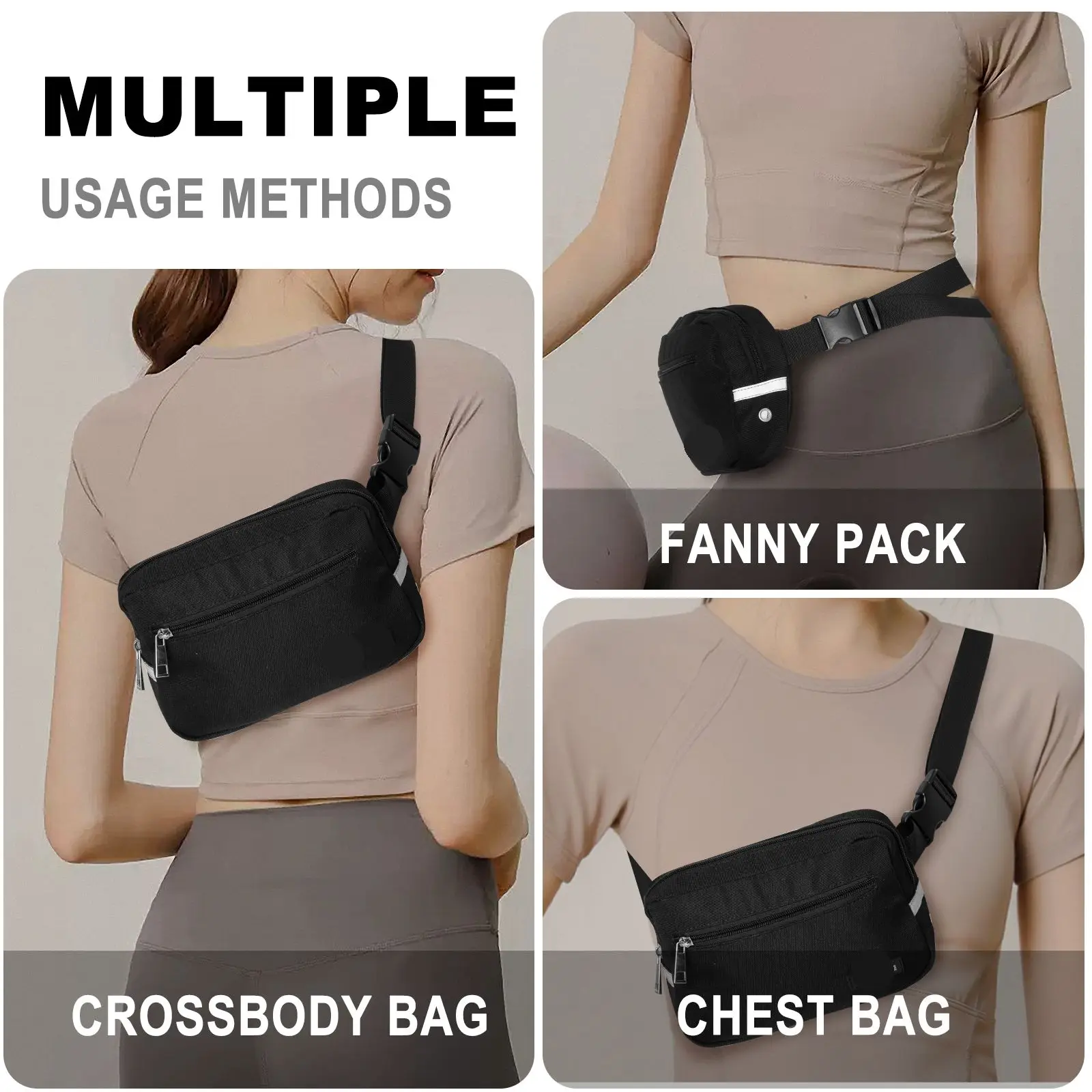 Waterproof Hip Sack Waist Bag Pack Sling Men Crossbody Belly Bag Belt Pouch Fanny Packs