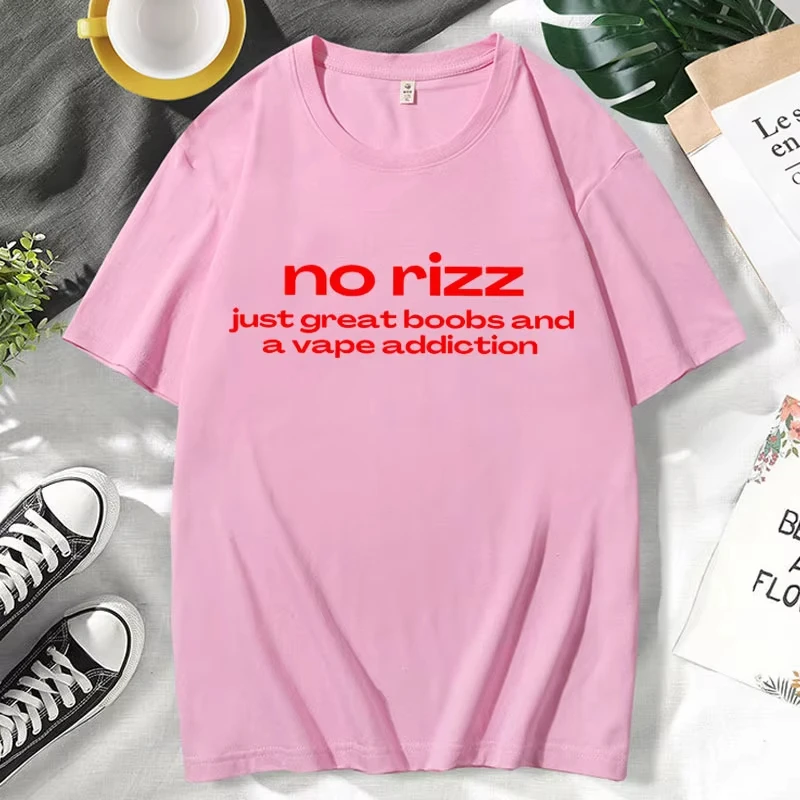 No Rizz Just Great Boobs and A Vape Addiction Graphic T Shirts Men Women Fashion Oversized T-shirt Vintage Harajuku Tshirt Male