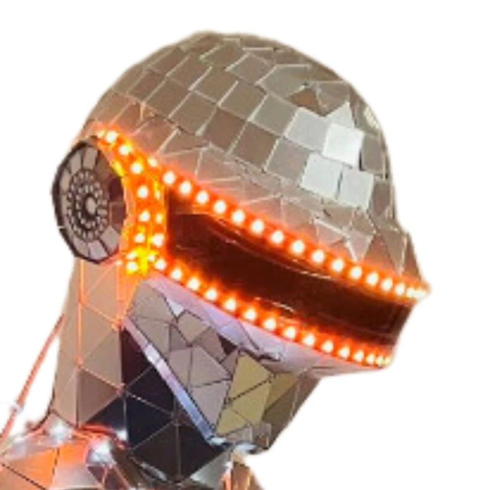 Wearable Gold Silver Disco Mirror Helmet  Cosplay Mask Halloween Decoration Props