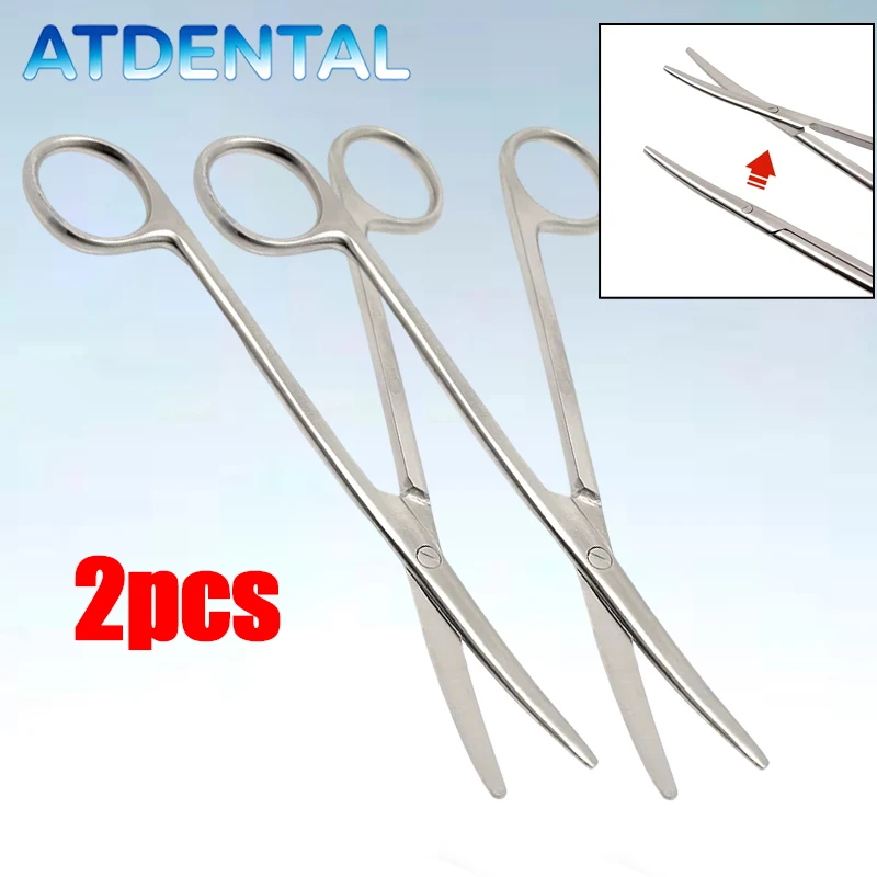 

2 шт. Зубные хирургические ножницы TC Metzenbaum 14 см, изогнутые, с тупыми узкими концами, для резки нежных тканей (например, миндалин)