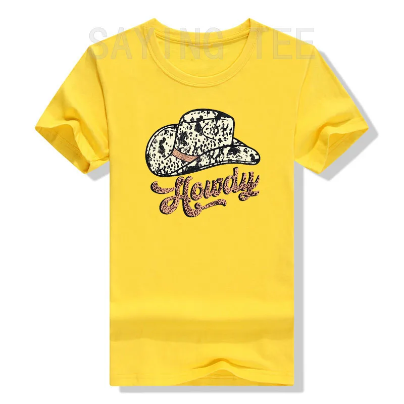 Howdy T-Shirt kobiety Cowgirl ubrania Vintage Rodeo Western odzież Country muzyka koszulki z nadrukami moda letnia z krótkim rękawem topy