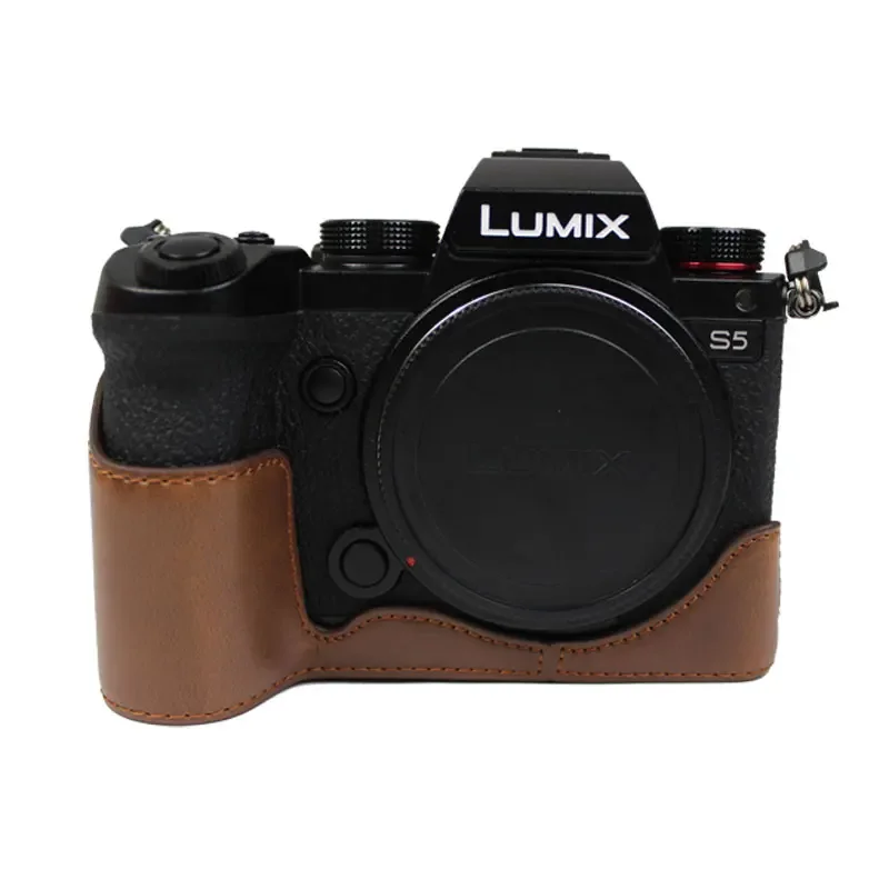 PU Leather Camera Bag Half Body Set Cover For Panasonic Lumix S5 DC-S5GK-K Bottom Case