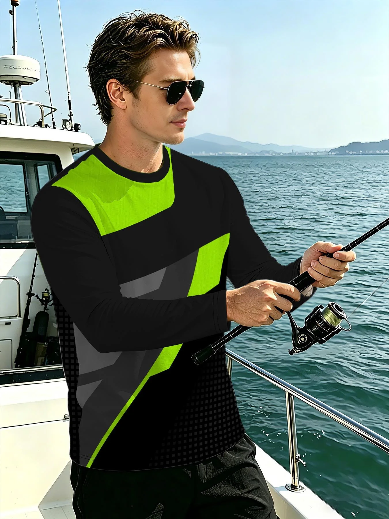 Outdoor Multifunctional Long Sleeved Shirt for Men, Breathable Quick Drying Fishing, Motorcycle Riding, Camping, Brother's Top