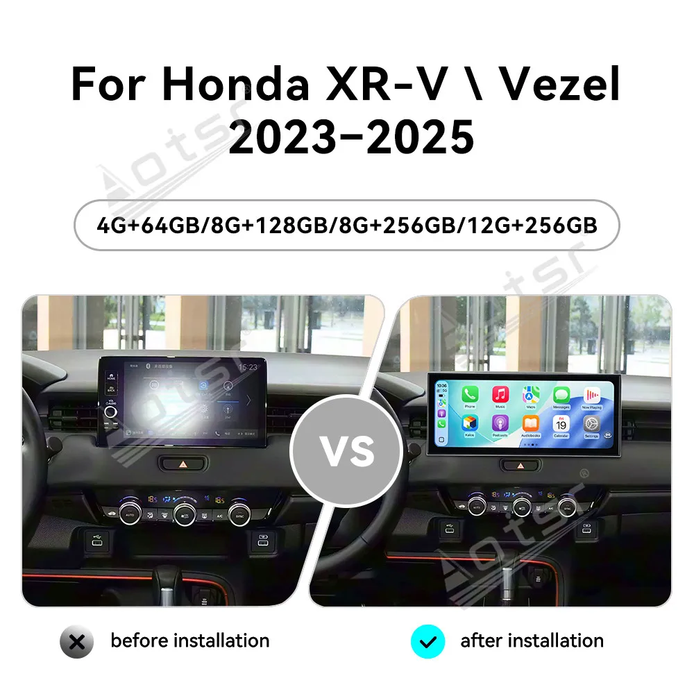 CarPlay 15.8’’ Android 15 For Honda XR-V Vezel 2023-2025 Car gadgets Car GPS media Navigation HD Screen Multimedia Player Head