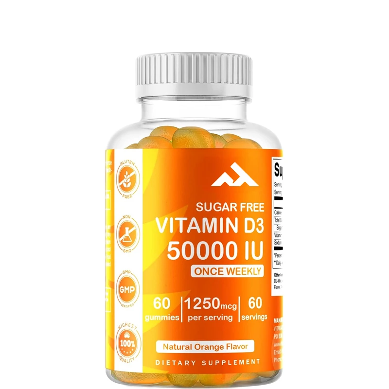 Vitamin Sugar Free Vitamin D3 50000 IU Supplement -60 Gummies - Vitamin D Capsules for Bone, Tooth, and Immune Support