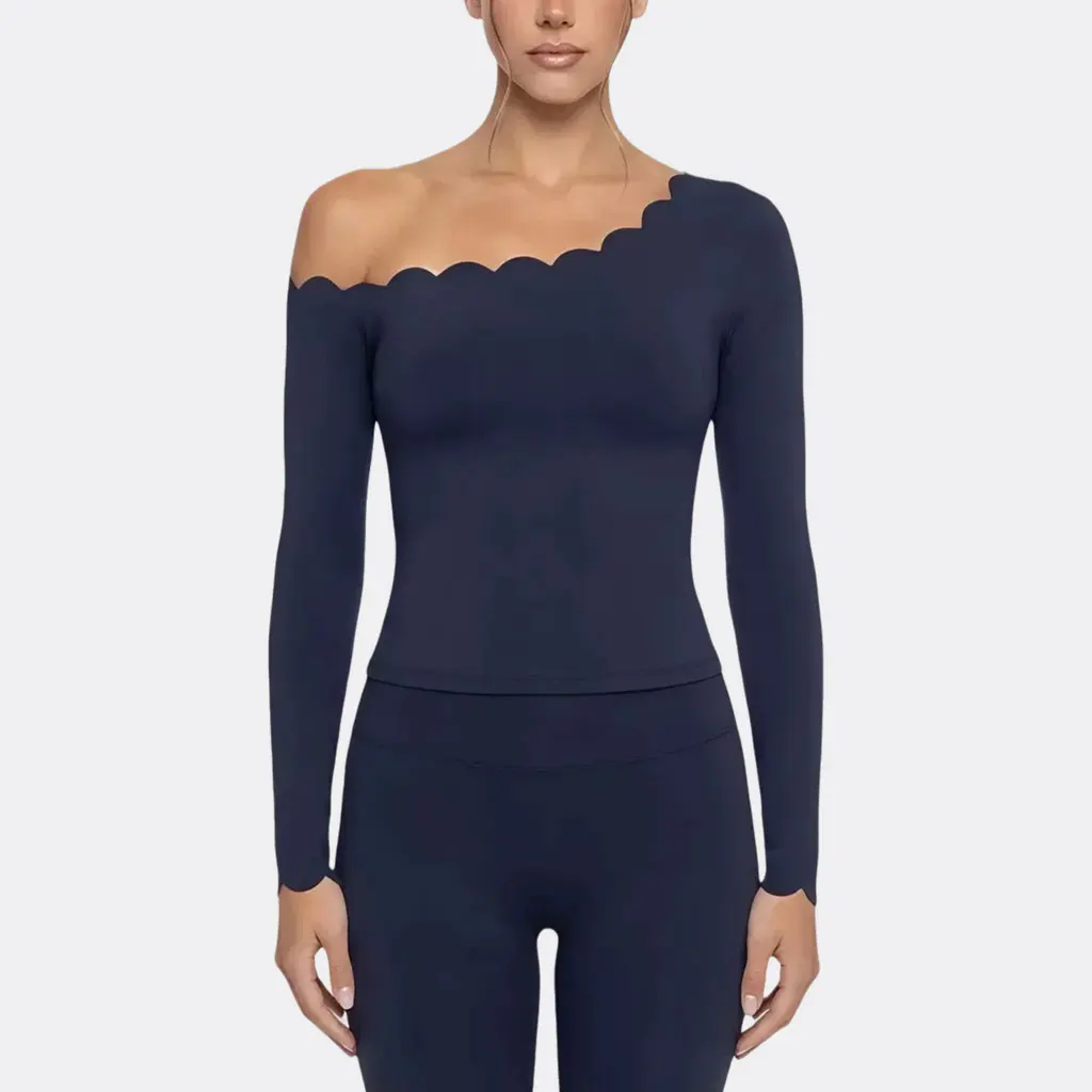 

Lace Off-Shoulder Yoga Top Quick-Dry Sports Long Sleeve Running Training Slim Fit Fitness Workout Leggings Female Clothing