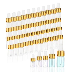 20/30/50/100pcs Mini Clear Glass Essential Oil Aromatherapy Dropper Bottles Gold Cap Reagent Drop Eye Liquid Pipette Bottle