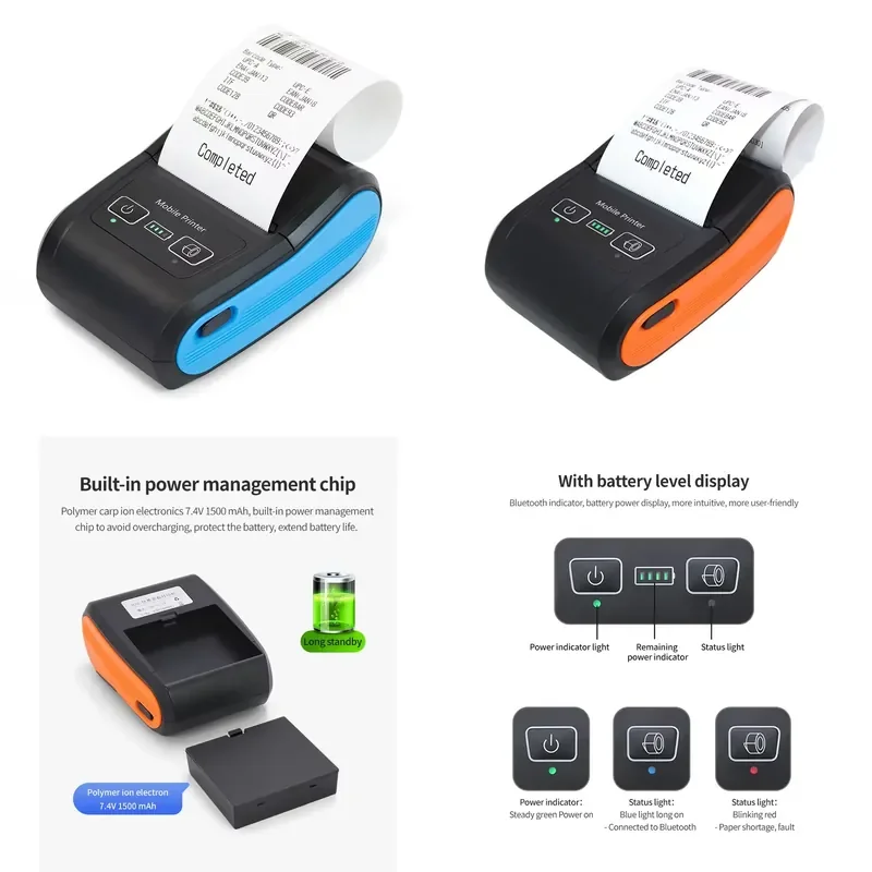 58mm Portable MINI Thermal Ticket Printer With Fast Speed and High Endurance Suitable for Supermarkets Convenience Stores