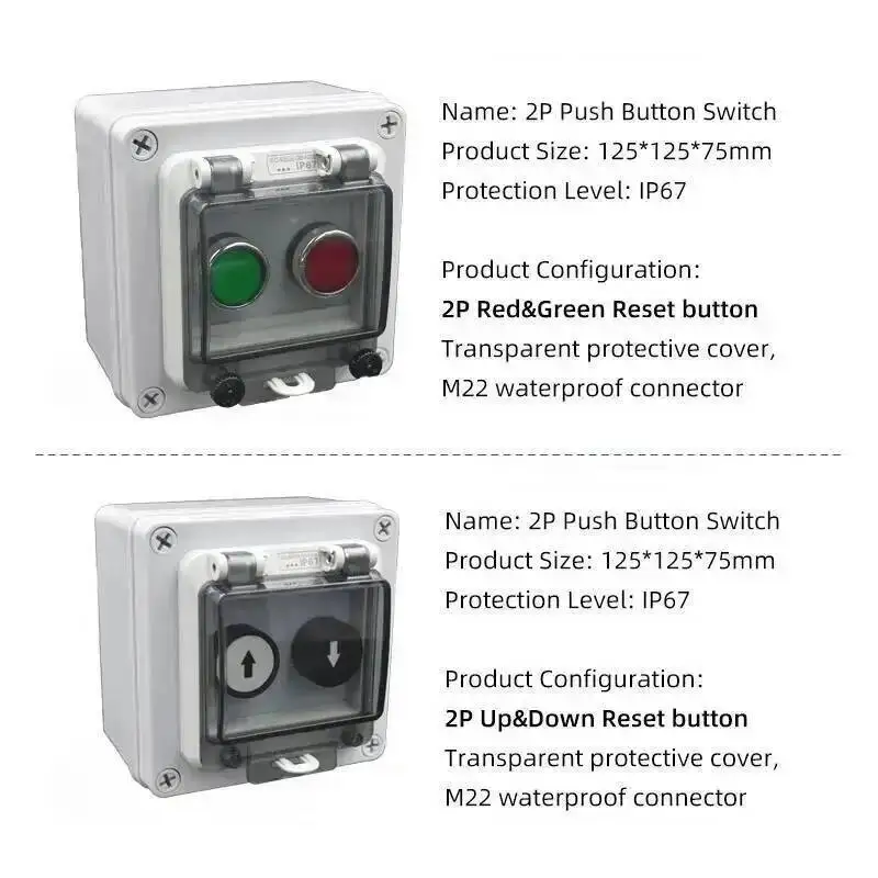 Outdoor Push Button Switch Waterproof IP67 Box Reset / Emergency Stop / Knob Control Distribution Manual Operation 10A