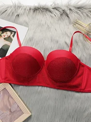 Women's 3/4 cup New Year bra red festive hot sexy lingerie Push Up Set Women Sexy L2538
