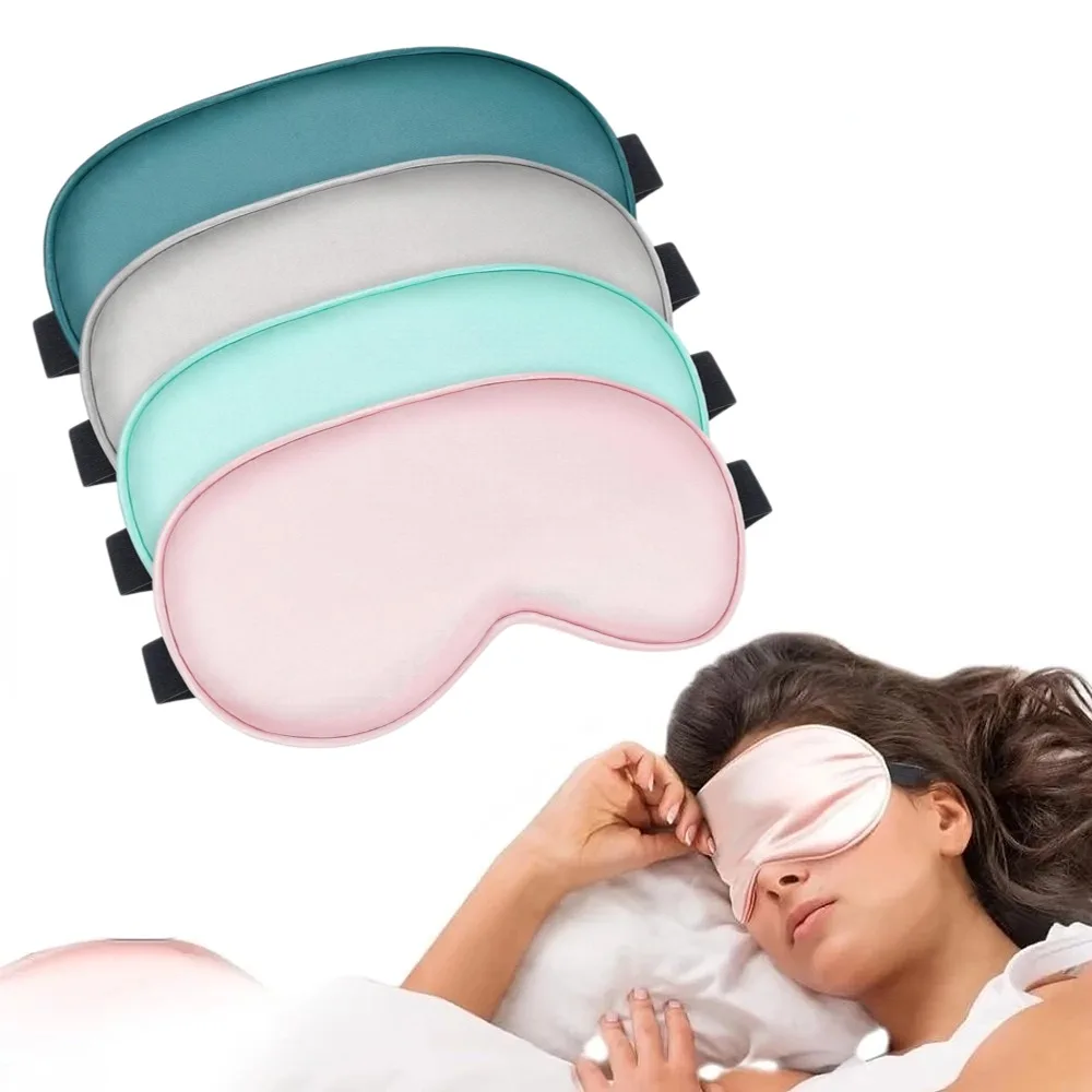 New 3d Silk Sleep Eye Masks Smooth Soft Satin Eye Covers with Adjustable Strap Blindfold for Sleeping Blocking Out Lights Travel