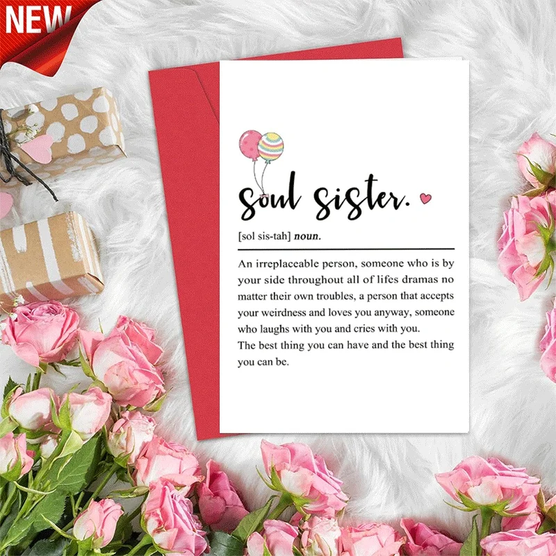 

Soul Sister Definition Greeting Card, Irreplaceable Friend Birthday Appreciation Card for Bestie