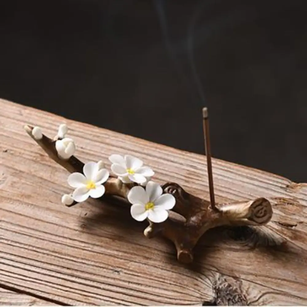 1 Pcs Incense Stick Holder Mini Delicate Creative Aromatherapy Base Crafts Tea Pet Ornaments Ceramics Plum Blossom