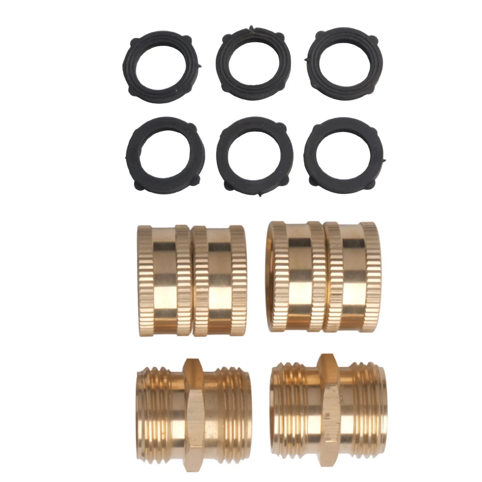 10pcs/set US Garden Hose Adapter Male To Male Female To Female 3/4 Male Thread Inch Brass Connector With Rubber Washers