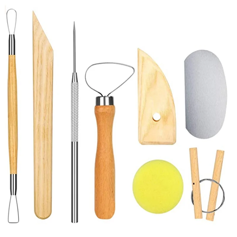 

8Pcs Clay Tools Carving And Shaping Tools, Blank Drawing Kit Wooden Pottery, Clay Sculptures-AT36